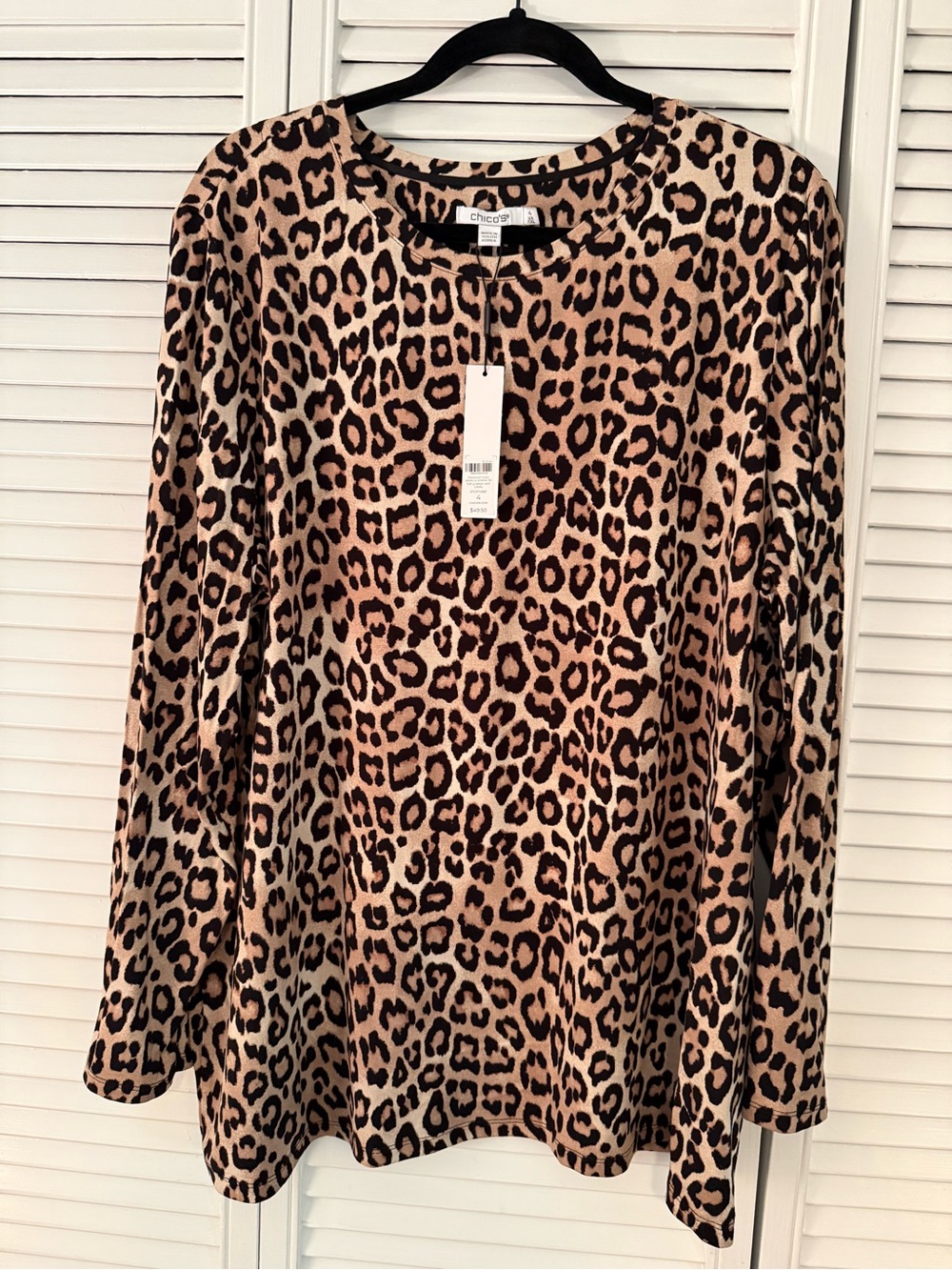 Chico's Leopard-Print Long Sleeve Top - Tan & Black